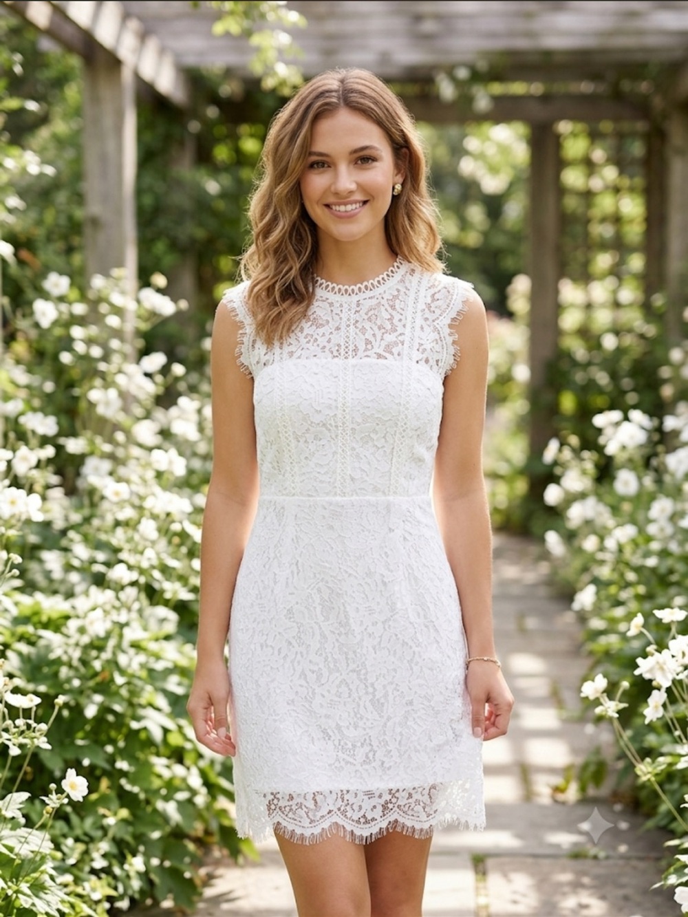 New Blu Pepper White Lace Mini Dress Size‎ L